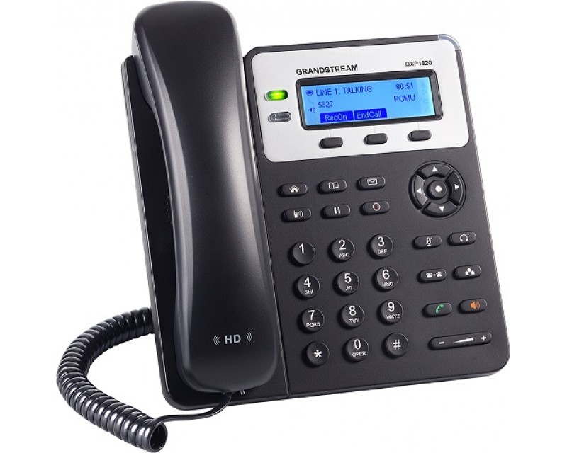 Grandstream GXP1625 Basic IP Phone - PoE, 132x48 LCD, 2 SIP accounts, 2 line keys, 3-way conferencing, Dual-switched 10/100 mbps ports