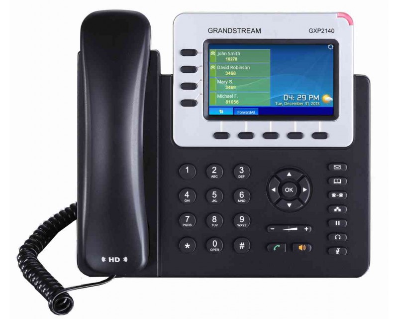 Grandstream GXP2140 High End IP Phone - PoE, 480x272 Colour LCD, Supports 4 lines, 4 SIP accounts and 5-way voice conferencing