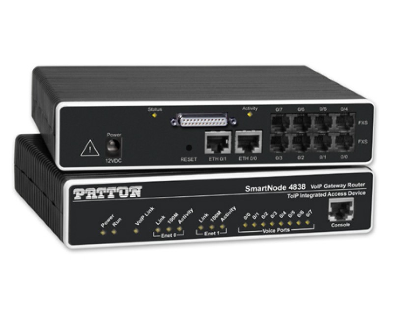 Patton SmartNode 4838 8-Port Analogue VoIP IAD - 4 FXS & 4 FXO (X.21) Surge Protection