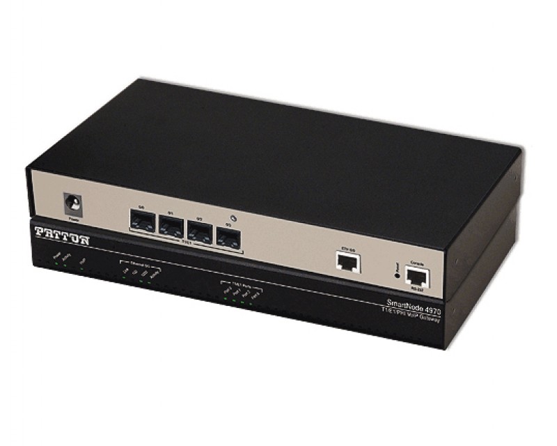 Patton SmartNode 4970A VoIP Gateway - 4 E1/T1 PRI, 30 VoIP Calls upgradable to 60, 15 SIP-SIP Calls, Failover relay, High Precision 5ppm Clock,1x Gig Ethernet