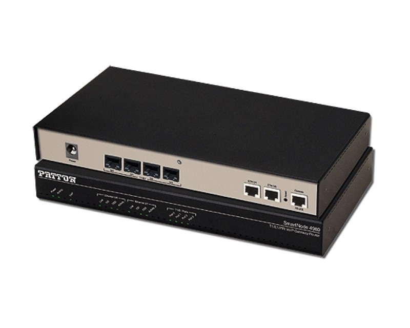 Patton SmartNode 4980A - 4 E1 PRI VoIP Gateway-eSBC Router - 30 VoIP Calls upgradeable to 120, or 15 SIP-SIP calls, Failover relay, High Precision 5ppm Clock, 2x Gig Ethernet